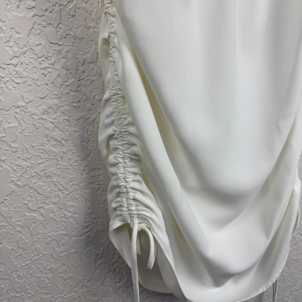 Amanda Uprichard Womens White Ruched Aisling Sleeveless Midi Dress Size S - Picture 8 of 11